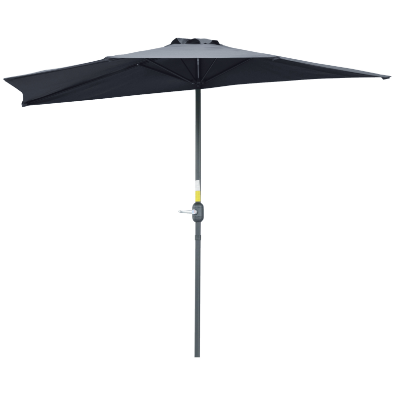 Outsunny Halber Sonnenschirm 2,7 x 1,4 m Balkonsonnenschirm mit Kurbel, Gartensonneschirm im Freien mit 5 Metallstreben, 180 g/m² Polyester, Creme Aosom – Bild 1 von 2