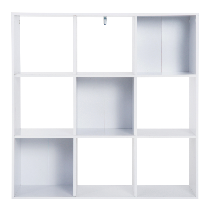 HOMCOM Weißes Bücherregal für Zuhause und Büro, Modernes Regal mit 9 Holzfächern, 91x29,5x91cm Aosom – Bild 1 von 2