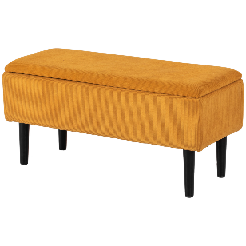 HOMCOM Truhenbank mit 47L Stauraum, Truhenbank aus Polyester für Schlafzimmer und Eingang, 95x38x45 cm, Orange Aosom – Bild 1 von 2