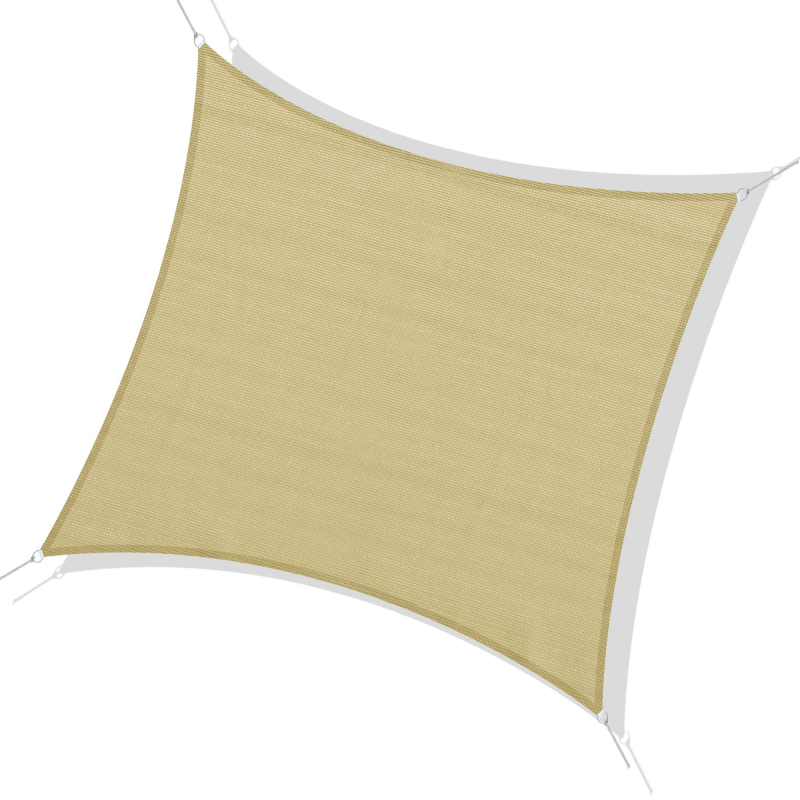 Outsunny Quadratisches Sonnensegel für den Außenbereich aus atmungsaktivem HDPE, UV-Schutz 95%, 360x360 cm Aosom – Bild 1 von 2