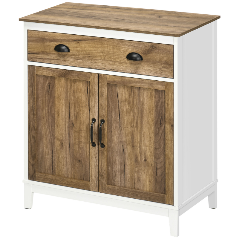HOMCOM Mobile Multiuso in Truciolato mit Schrank und Schublade im rustikalen Stil, 78,5x39x89,4cm, Weiß Aosom – Bild 1 von 2