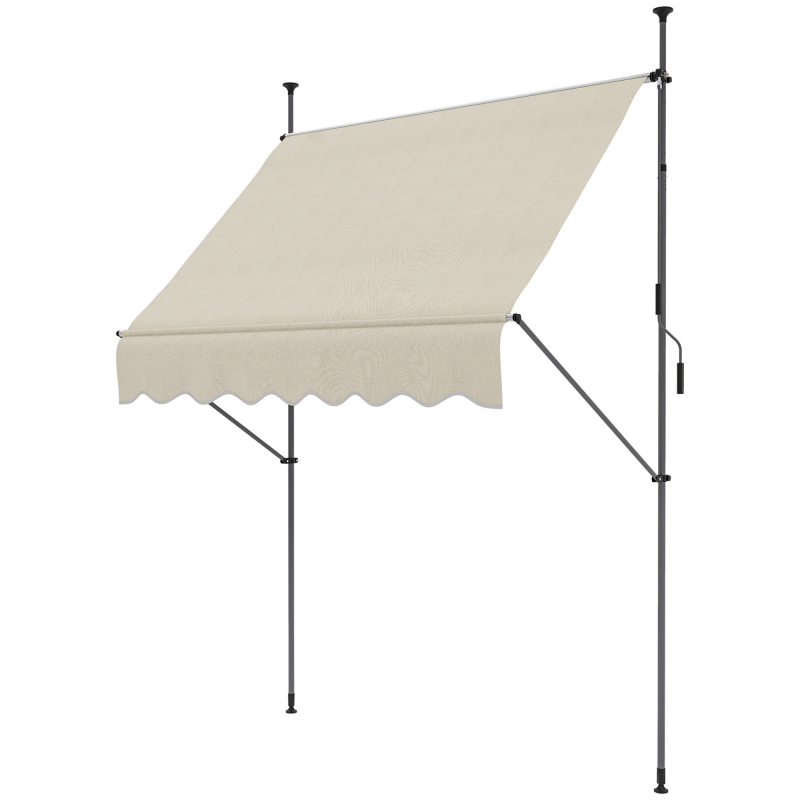 Outsunny Freistehende manuelle Markise mit ausziehbarem Vordach 2L x 1,2B x 2,1-3H m Neigbare Markise für Balkon ohne Bohrungen Metall und Aluminium Polyester Sand Aosom – Bild 1 von 2