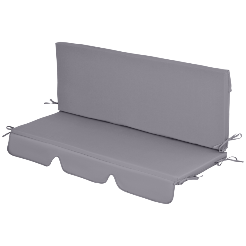 Outsunny Schaukelkissen aus Schaumstoff und Polyester für 3-Sitzer-Gartenschaukel mit Bändern, 2 Stück à 130x45x5 cm, Dunkelgrau Aosom – Bild 1 von 2