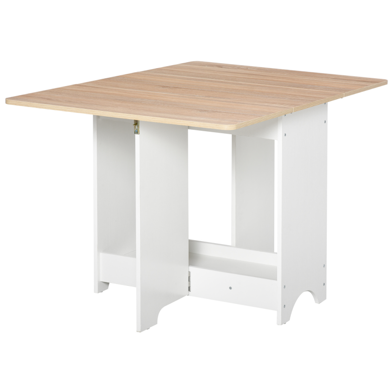 HOMCOM Klapptisch Konsolentisch mit Regalfach, Wohnzimmer- und Küchentisch, Klapptisch, Klappbar, Platzsparend, Holzfarbe und Weiß, 118x80x72cm Aosom – Bild 1 von 2