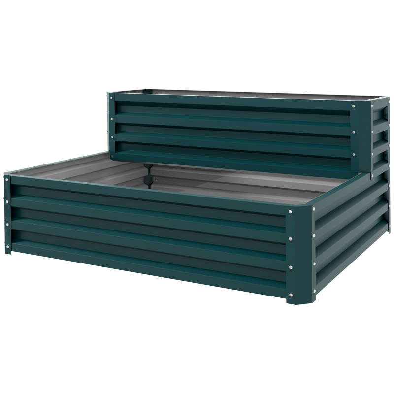 Outsunny Quadratischer Garten-Hochbeet Pflanzbeet aus feuerverzinktem Stahl erhöhtes Gartenbeet offener Boden 2 Ebenen für Kräuter Gemüse Obst Blumen 120 x 101 x 58 cm grün Aosom – Bild 1 von 2