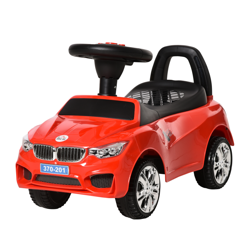 HOMCOM Kinderfahrzeug zum Reiten mit Lenkrad, Scheinwerfern und integrierter Musik, PP und Metall, 63,5x28x36 cm, Rot Aosom – Bild 1 von 2