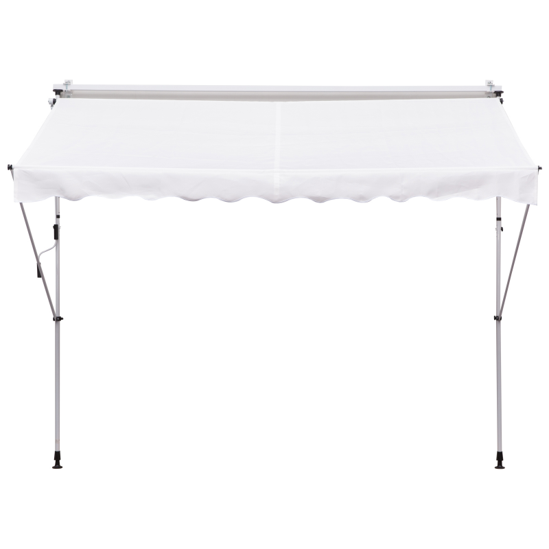 Outsunny Markise 3x1,5 m mit ausziehbarem Arm, Sonnenschirm-Markise im Freien mit Kurbel aus Aluminium und 180g / m² Polyester-Gewebe, für Garten, Balkon und Terrasse, Weiß Aosom – Bild 1 von 2