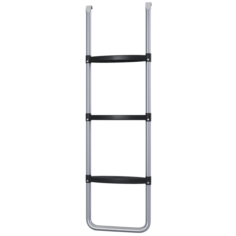 SPORTNOW Trampolinleiter mit 3 oder 2 Stufen horizontale breite Tritte, universeller Haken, Tragfähigkeit 120 kg, 110 x 32 cm Silber Aosom – Bild 1 von 2
