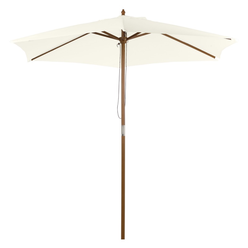 Outsunny Sonnenschirm Gartenschirm 2,5 m Ø 3-stufiger Sonnenschutz aus Bambus & Polyester in Weiß für Garten & Terrasse Aosom.de – Bild 1 von 2