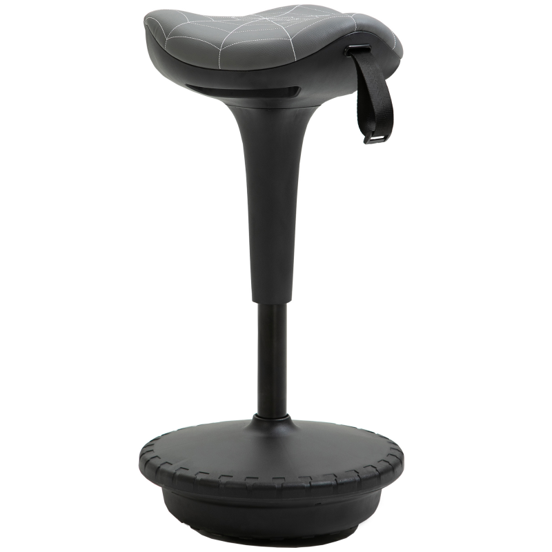 Vinsetto Bürohocker mit Schwenkfunktion, ergonomischer Hocker, höhenverstellbar 65,5-83,5 cm Arbeitshocker Sitzhocker groß Sockel, 120° neigbar Stehhocker, Anti-Rutsch, für Büro Arbeitszimmer, Grau Aosom – Bild 1 von 2
