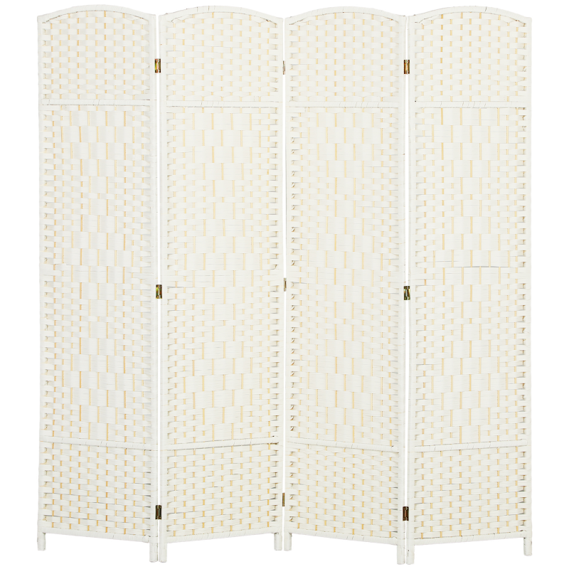 HOMCOM Paravent 4-teilig 180 x 180 cm Raumteiler Trennwand, Faltbar Raumtrenner Stellwand Sichtschutz für Wohnzimmer Weiß Aosom – Bild 1 von 2