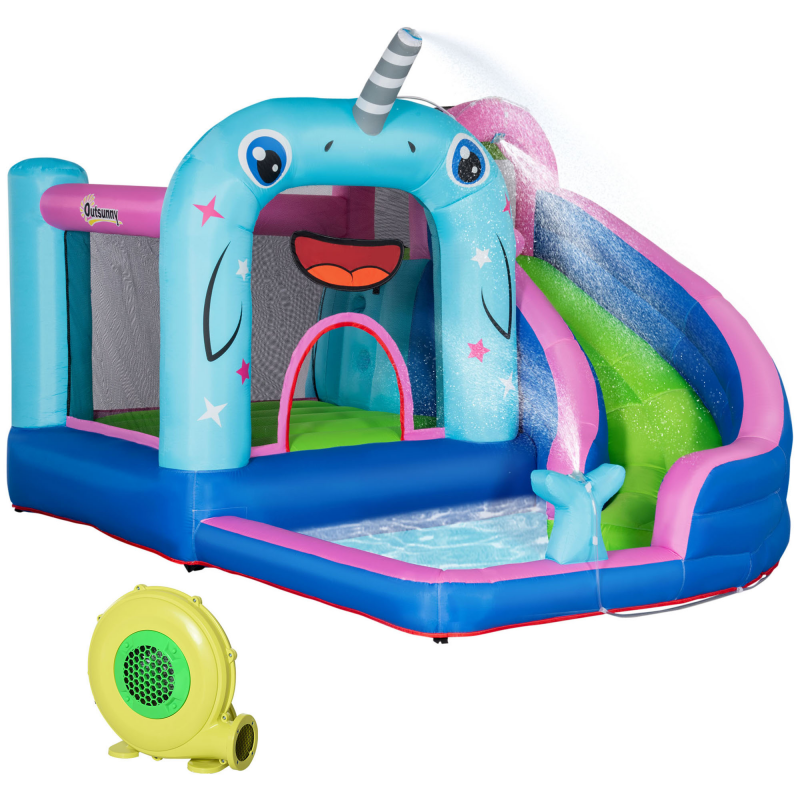 Sicherheitsnetz für Wasserrutsche Spielburg Wasserpark für Kinder 3 bis 8 Jahre sicherer Spaß im Freien Aosom.de – Bild 1 von 2