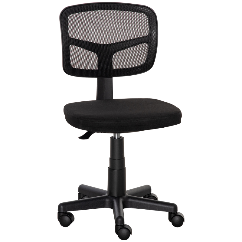 Vinsetto Bürostuhl Ergonomischer Schreibtischstuhl, Höhenverstellbarer Drehstuhl, Platzsparend Gepolstert Computerstuhl für Arbeitszimmer, Büro, Schwarz Aosom – Bild 1 von 2