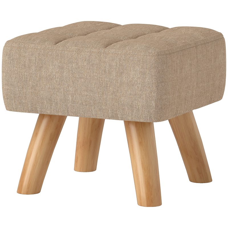 HOMCOM Fußhocker Hocker mit Leinenoptik, Holzbeine, Moderner Sitzhocker Polsterhocker Ottomane für Schlafzimmer, Wohnzimmer, Braun Aosom – Bild 1 von 2