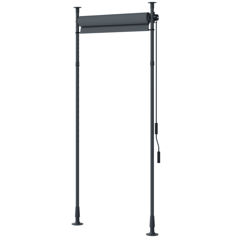 Outsunny Senkrechtmarkise Sonnenschutz Balkonrollo 120x220-310cm wetterfest mit Kurbel Polyester Dunkelgrau für Terrasse & Garten Aosom.de – Bild 1 von 2