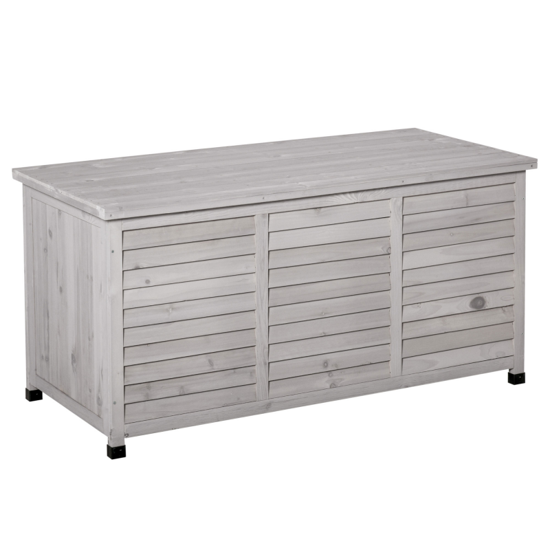Outsunny Gartenschrank Gerätehaus Gerätescharank wasserbeständig Tannenholz dauerhaft große Raum 127 x 56 x 60 cm Grau Aosom – Bild 1 von 2
