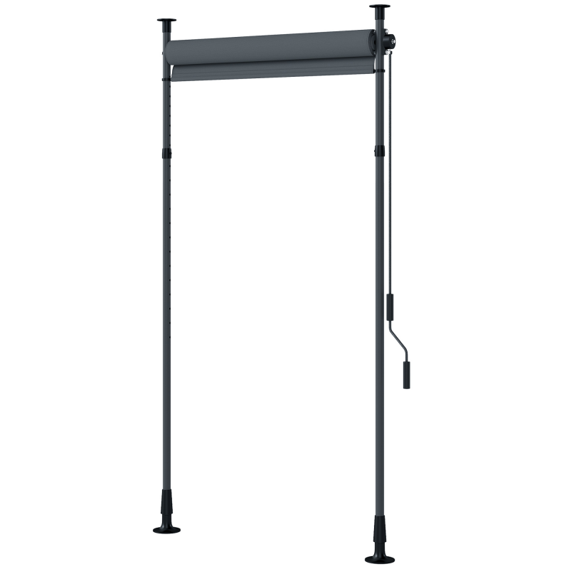 Outsunny Senkrechtmarkise Balkonrollo 150 x 220-310cm mit Kurbel, wetterfestes Balkonsichtschutz aus Polyester in Dunkelgrau für Garten Aosom.de – Bild 1 von 2