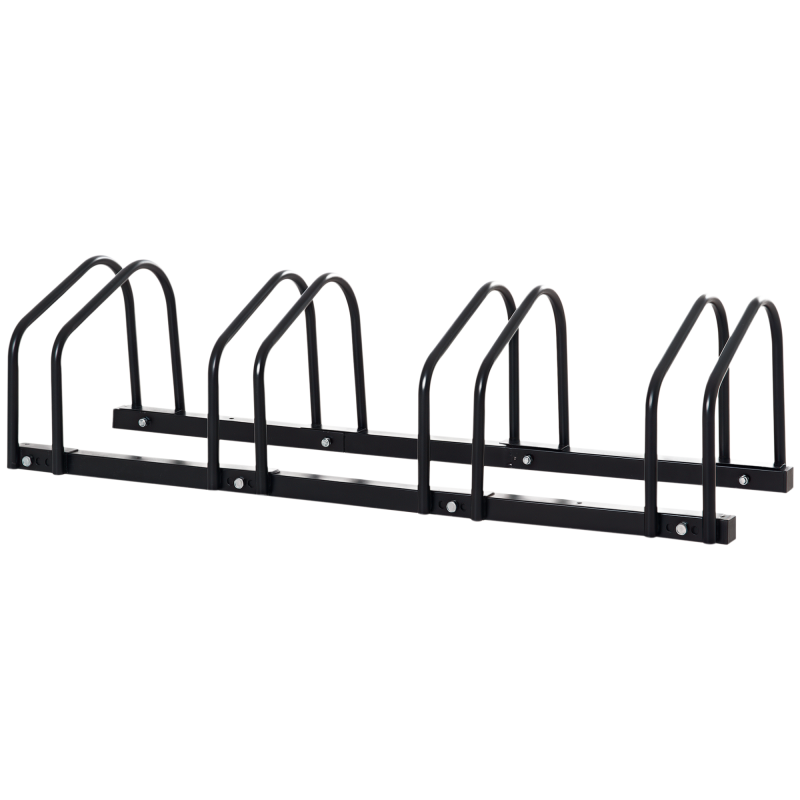 HOMCOM Fahrradständer für bis zu 5 Räder, wetterfest & langlebig, Boden- und Wandmontage aus Stahl, Silber, 145x33x27cm Aosom.de – Bild 1 von 2