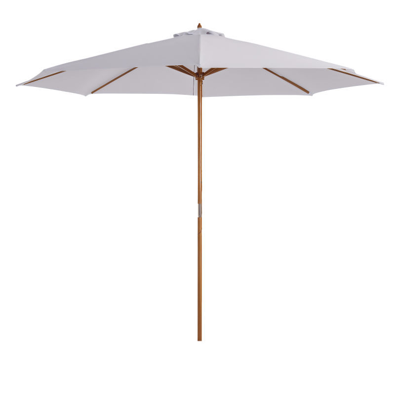 Outsunny Sonnenschirm Holz 300 cm Holzschirm Gartenschirm Balkonschirm Bambus Cremeweiß Aosom – Bild 1 von 2