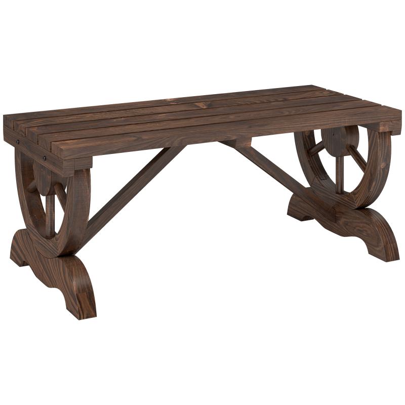 Outsunny Gartenbank Holz wetterfest 98 x 50 x 39,5 cm, rustikale Sitzbank für Gartenmöbel, langlebig & stilvoll Aosom.de – Bild 1 von 2