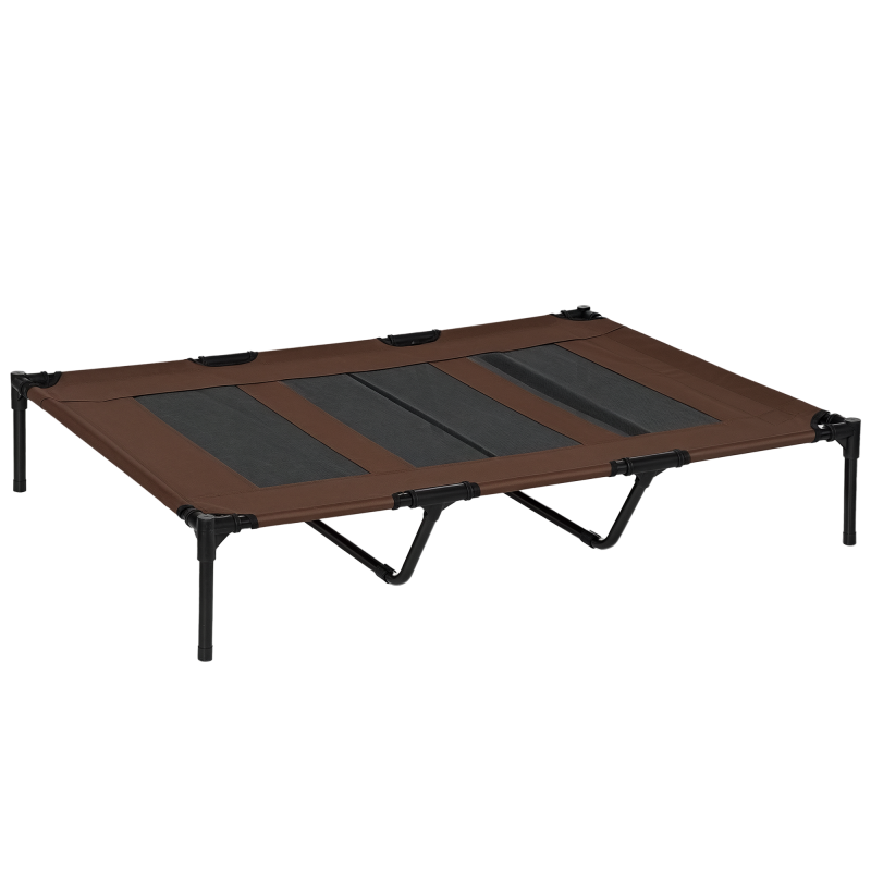 PawHut Hundebett Outdoor Hundeliege 122x92 cm, Katzenbett aus Metall & Oxford-Gewebe, kaffeebraun, idealer Schlafplatz für Haustiere Aosom.de – Bild 1 von 2