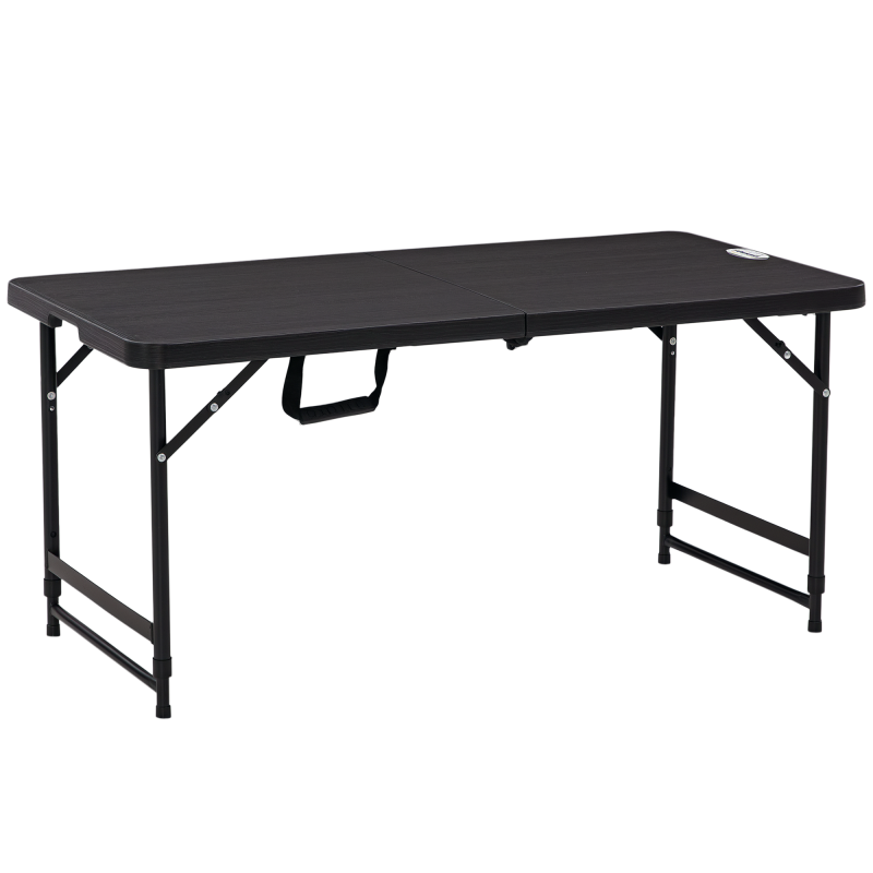 Outsunny Gartentisch klappbar Kunststoff 118 x 60 x 74 cm Wetterfest Klapptisch, rutschfest Buffettisch Campingtisch Balkontisch Terrassentisch Outdoor Esstisch für Garten, Terrasse Balkon Schwarz Aosom – Bild 1 von 2