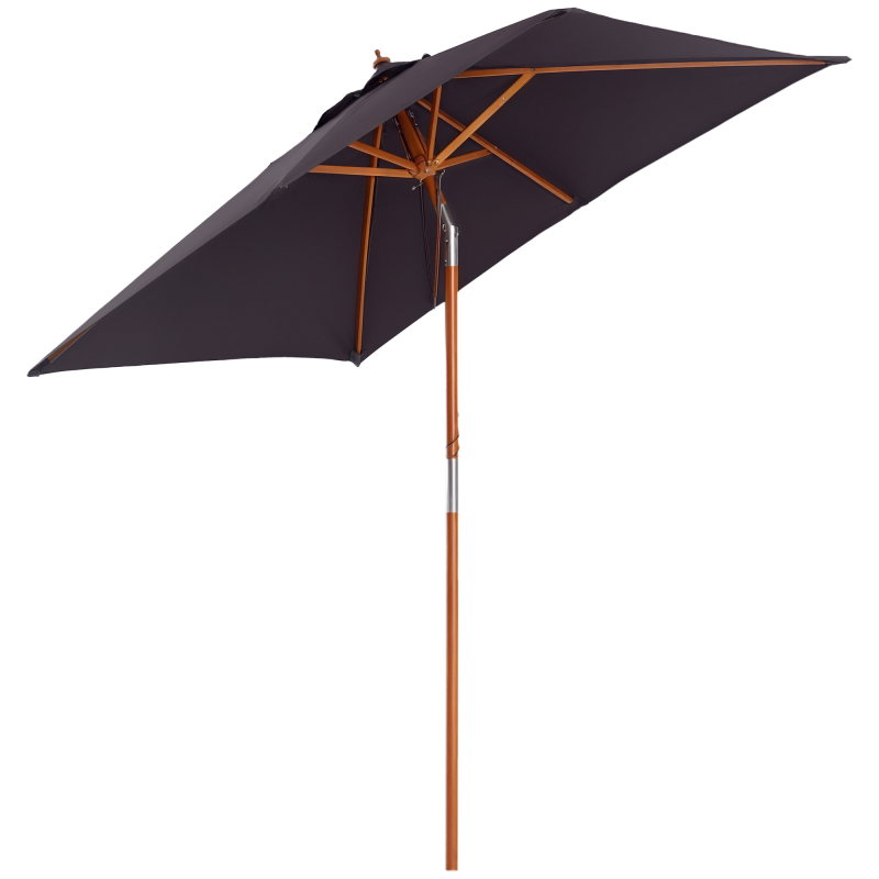 Outsunny Sonnenschirm Knickbarer Gartenschirm aus Tannenholz, 3-stufig einstellbar, Dunkelgrau, 200x150x230cm Aosom – Bild 1 von 2