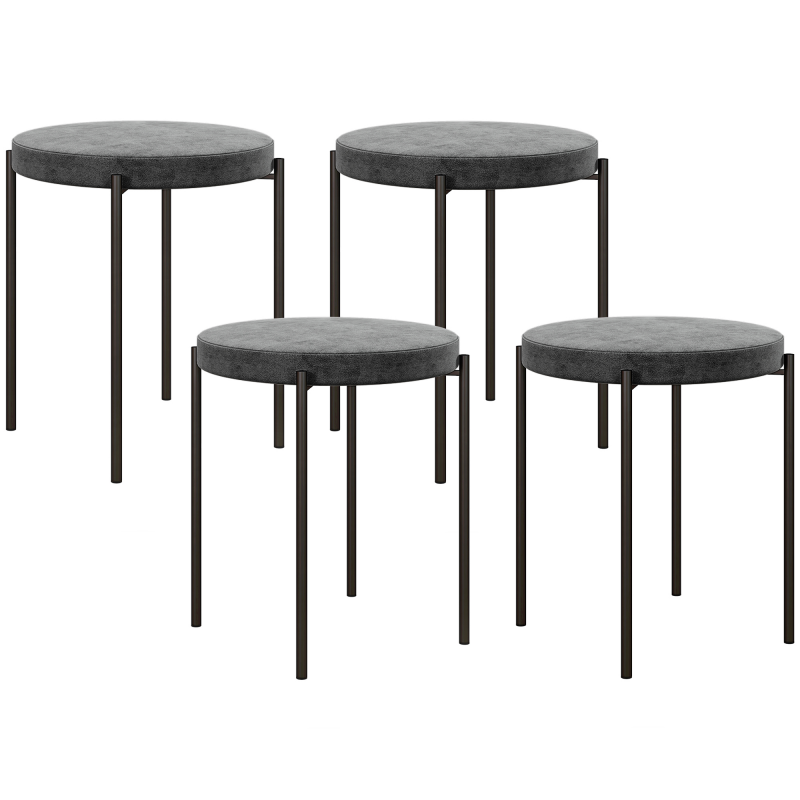 HOMCOM 4er-Set Esszimmerhocker, stapelbar Esszimmerstühle, Küchenstuhl mit gepolstertem Sitz, Samtoptik, Sitzhocker für Küche, Esszimmer Aosom – Bild 1 von 2