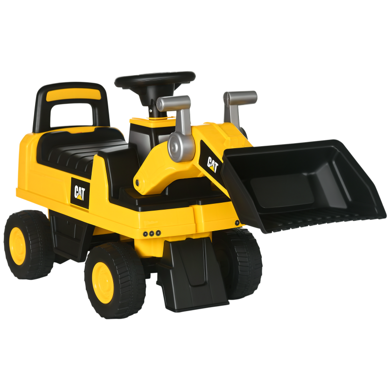 HOMCOM Rutschauto Sitzbagger mit Schaufel & Hupe, Stauraum für Kinder ab 12 Monaten, Gelb Schwarz 85x27,5x47,5cm Aosom.de – Bild 1 von 2