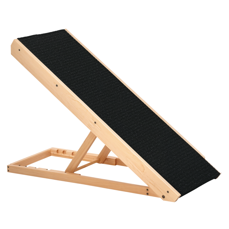 PawHut Haustierrampe verstellbare Hunderampe mit rutschfestem Teppich aus Kiefernholz und Polyester 90x40x61cm für Hunde & Katzen Aosom.de – Bild 1 von 2