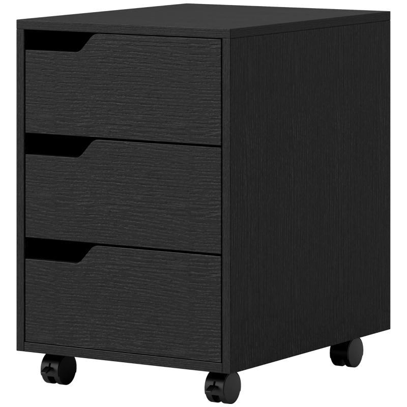 HOMCOM Rollcontainer, Büromöbel mit 3 Schubladen, Rollcontainer, für Dokumente und Ordner, 40 x 50 x 57,5 cm, schwarz Aosom – Bild 1 von 2