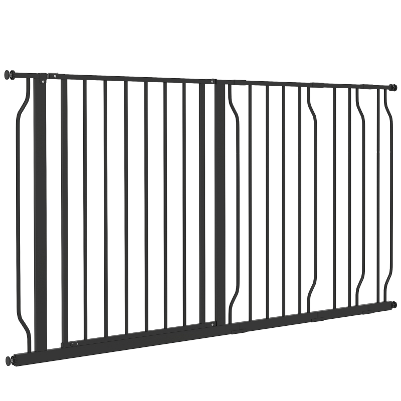 PawHut Hunde Hundeschutzgitter, 75-145 cm, verstellbar, 2-Wege-Öffnung, doppeltes Verriegelungssystem, Montage ohne Bohren, ABS, Stahl, Schwarz Aosom – Bild 1 von 2