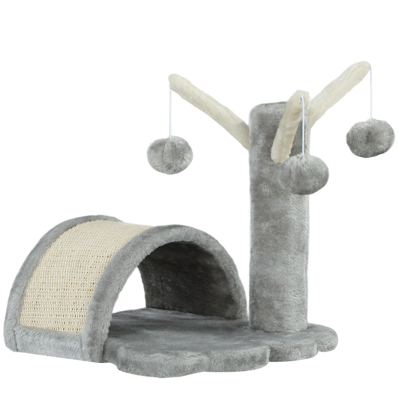 PawHut stabiler Kratzbaum für Katzen klein, Kletterbaum mit Kratzstamm, 38 x 38 x 40 cm, hellgrau, ideal für Wohnungskatzen Aosom.de – Bild 1 von 2
