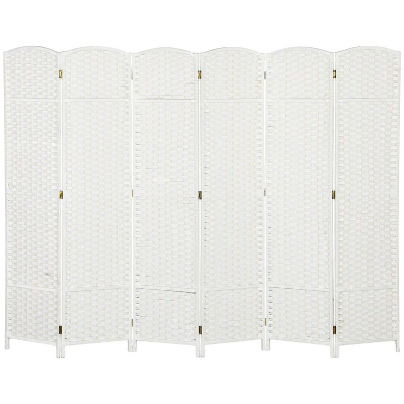 HOMCOM Paravent 6-teilig 240 x 170 cm Raumteiler Faltbar Trennwand aus Bambus, Sichtschutz Raumtrenner Stellwand für Wohnzimmer Weiß Aosom – Bild 1 von 2