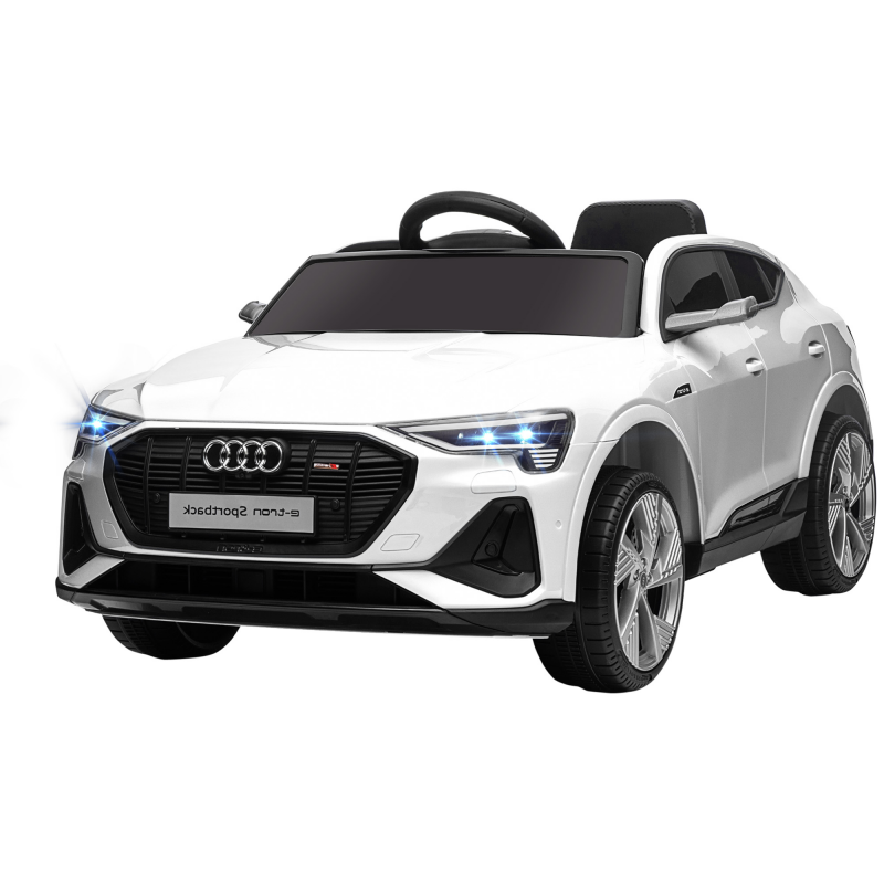 HOMCOM Elektro Kinderauto 12V Elektrofahrzeug Audi E-tron Elektroauto mit Fernbedienung, Sicherheitsgurt, Musik (MP3/USB/TF), Kinderfahrzeug für Kinder 3-5 Jahre, 3-5 km/h, Weiß Aosom – Bild 1 von 2