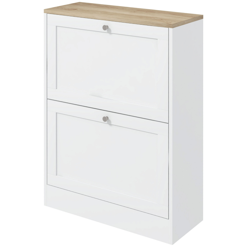 HOMCOM Schuhschrank 12 Paare, schmaler Schuhschrank, modernes Eingangsmöbel mit 2 klappbaren Schubladen und verstellbaren Regalen, für Flur und Eingang, 60 x 24 x 80 cm, weiß Aosom – Bild 1 von 2