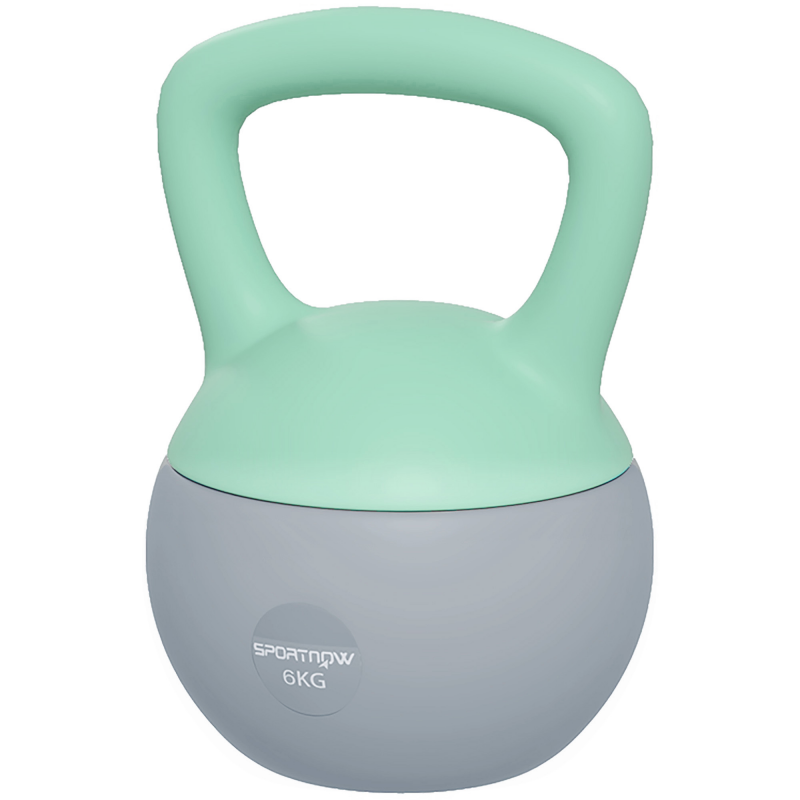 SPORTNOW Kettlebell 6 kg Soft Kettlebell gefüllt mit Metallsand und rutschfestem Griff für Bodybuilding Training zu Hause Fitnessstudio Grün und Grau Aosom – Bild 1 von 2