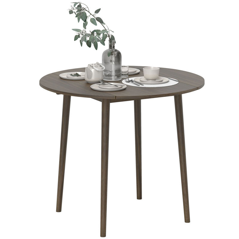 HOMCOM Klapptisch, runder Küchentisch für 4 Personen mit 2 Klappflügeln, modernes Design, für kleine Räume, Ø 89 x 73,5 cm, Grau Aosom – Bild 1 von 2