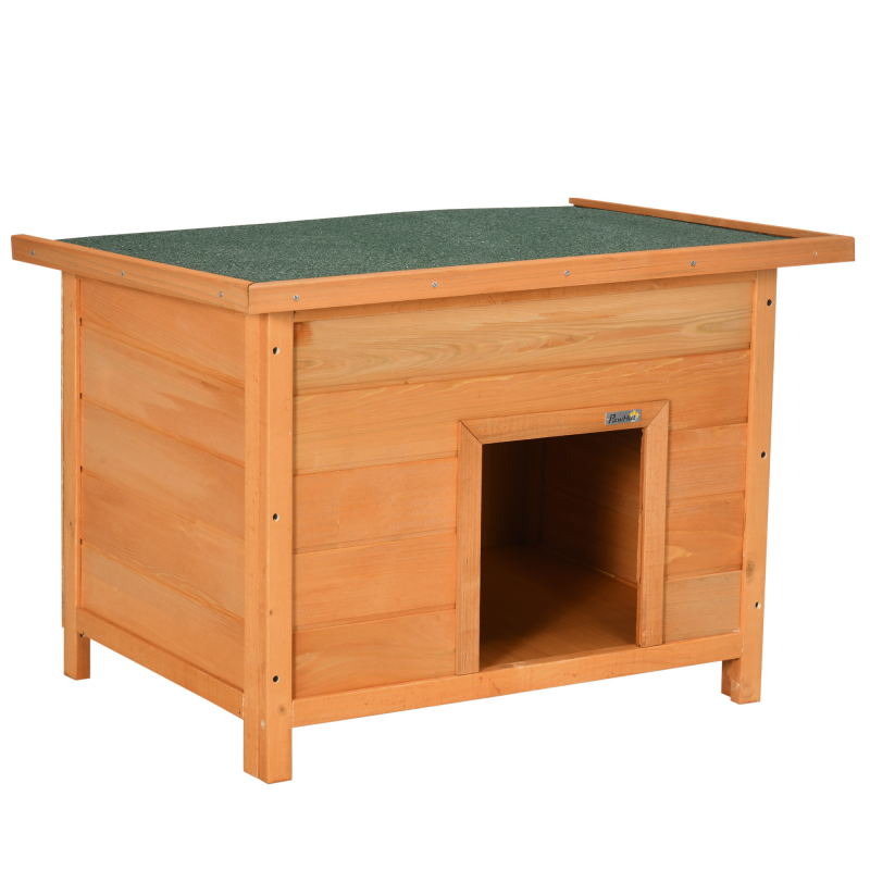 PawHut Hundehütte Gemütliche Hundehöhle aus Tannenholz mit Dach, ideal für Hunde & Katzen, 82x58x58 cm Aosom – Bild 1 von 2