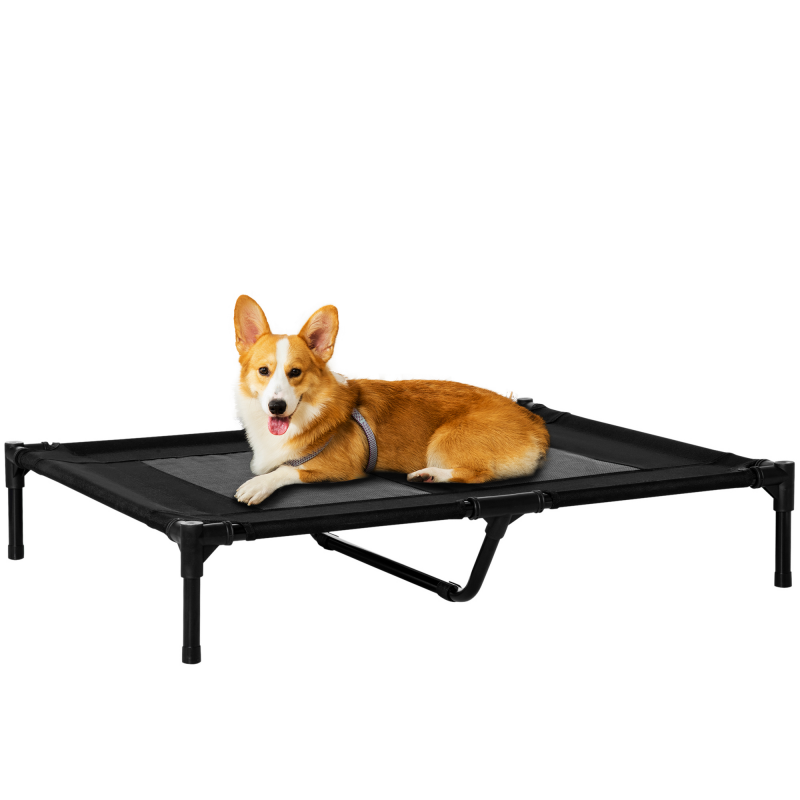 PawHut Hundeliege Erhöhtes Outdoor Hundebett & Hundesofa, Oxford Schwarz, 92x76x18cm Aosom – Bild 1 von 2