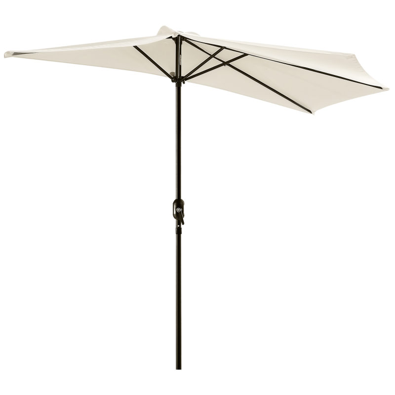 Outsunny Sonnenschirm halbrund Kurbelschirm Metall cremeweiß schwarz, UV-Schutz für Terrasse & Garten Aosom.de – Bild 1 von 2