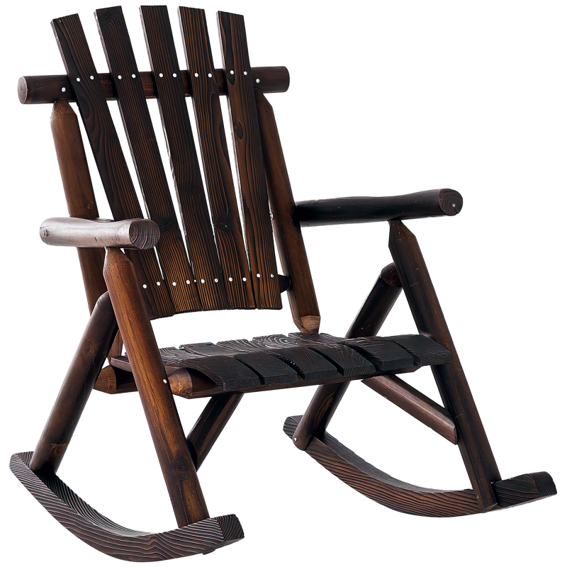 Outsunny Schaukelstuhl mit Armlehne aus verkohltem Massivholz, wetterfest, 97 x 69 x 93cm, ideal für Garten & Terrasse Aosom.de – Bild 1 von 2