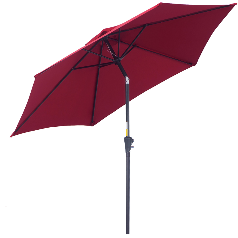 Outsunny Knickschirm Sonnenschirm Gartenschirm Marktschirm mit Handkurbel Alu 2,6 m Durchmesser 180g/m² Polyester Rot, ideal für Garten & Terrasse Aosom.de – Bild 1 von 2