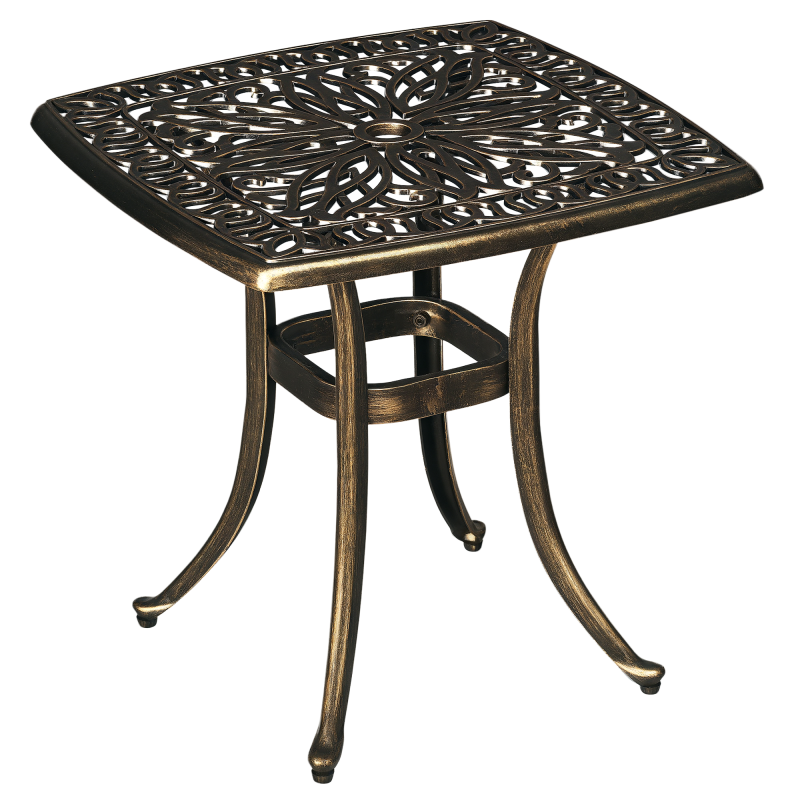 Outsunny Beistelltisch Terrassentisch mit Schirmloch 54x54x52,5cm Aluminiumrahmen in Bronze, ideal für Garten & Balkon Aosom.de – Bild 1 von 2