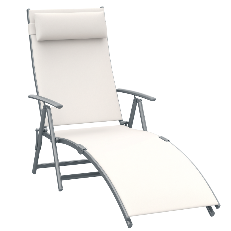 Outsunny® Sonnenliege Relaxliege klappbar mit Kissen Cremeweiß Aosom – Bild 1 von 2