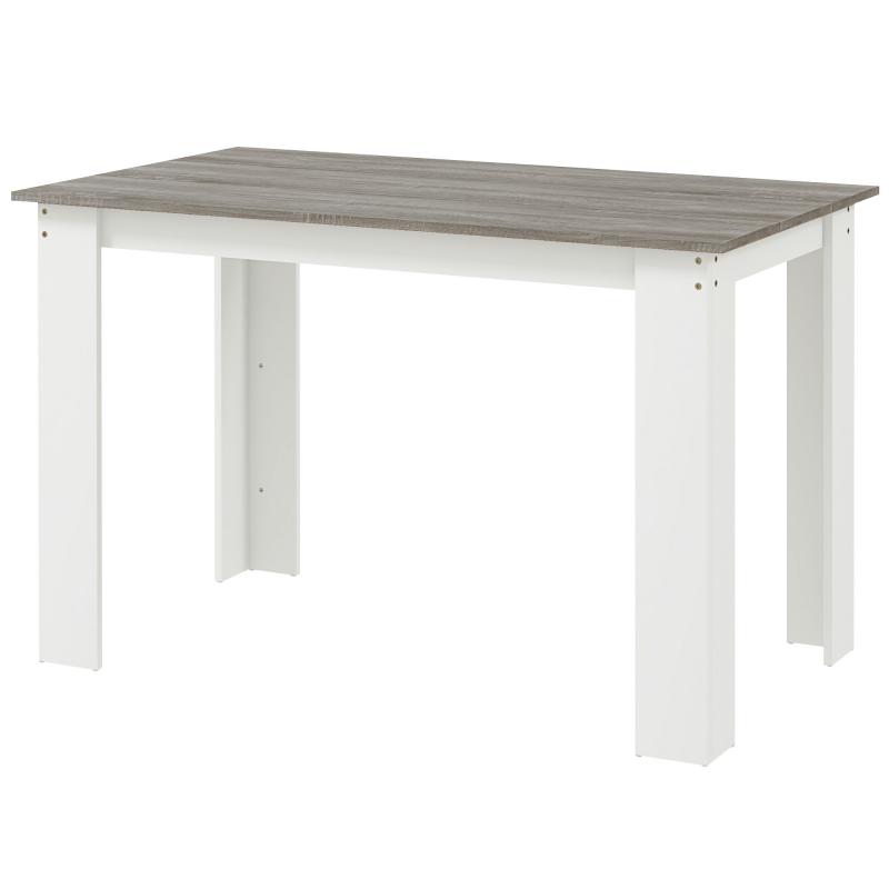 HOMCOM Esstisch für 4-6 Personen, Moderner Küchentisch mit Holzmaserung, Rechteckiger Wohn- und Esszimmertisch aus Holz, 120x69x75 cm, Grau und Weiß Aosom – Bild 1 von 2