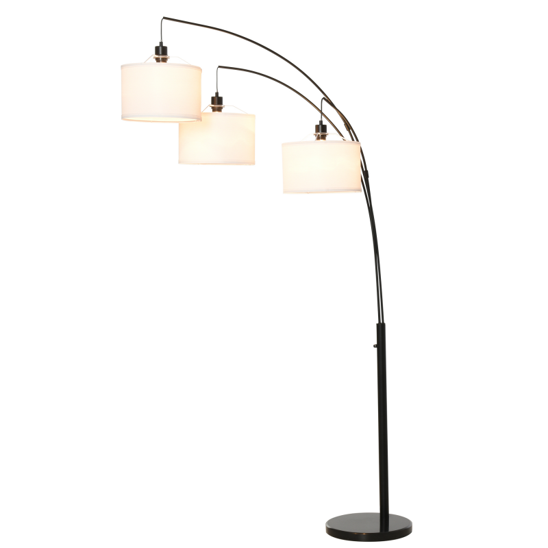 HOMCOM Stehlampe mit 3 Lichtern und flexiblen Armen, Marmorsockel und Metallständer, 103x34.5x205cm, Schwarz und Weiß Aosom – Bild 1 von 2