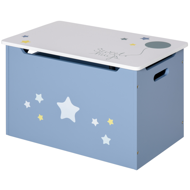 HOMCOM Spielzeugtruhe Spielzeugkiste aus Holz in Blau und Weiß, Kinderbank für Kinderzimmer 55 x 34 x 35,5 cm Aosom – Bild 1 von 2