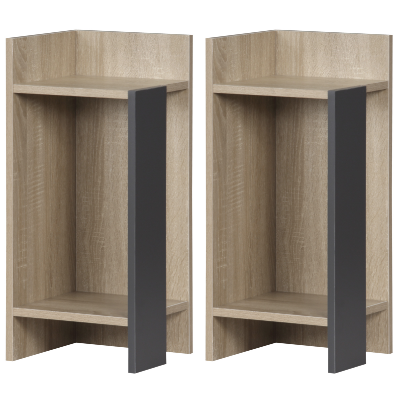 HOMCOM Nachttischset Modernes Grau mit Offener Ablage, 2 Stück aus Spanplatte für Schlafzimmer und Wohnzimmer, 27x25x60 cm Aosom – Bild 1 von 2