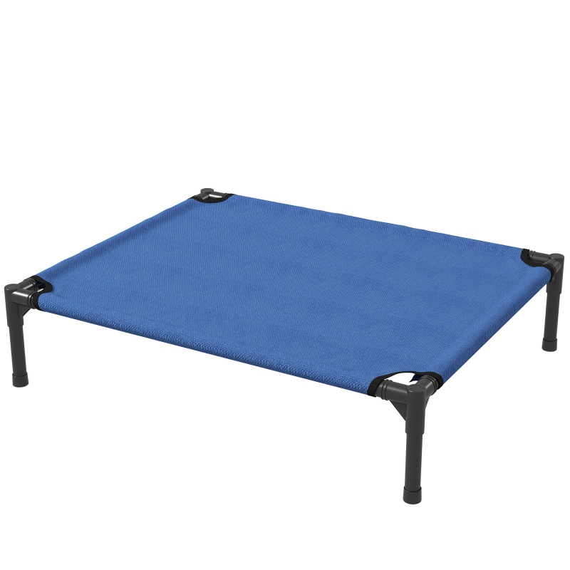 PawHut Brandina für mittelgroße Hunde, faltbar für Innen- und Außenbereich, erhöhtes Hundebett, Hundehütte aus Metall und Oxford-Gewebe, 76x61x18 cm, Blau Aosom – Bild 1 von 2